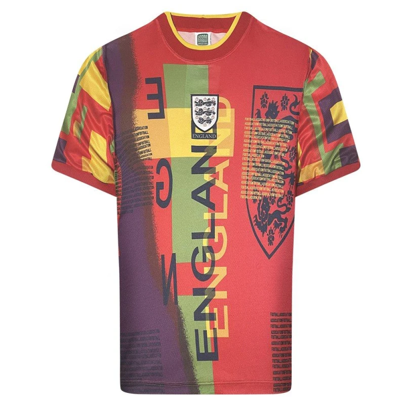Image of Score Draw England Goalkeeper International Licensed Retro Football Shirt Red/Blue male XS