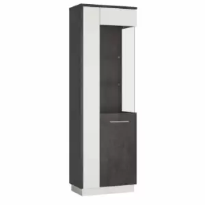 image of Zingaro Tall Glazed Display Cabinet Right Hand In Grey And White