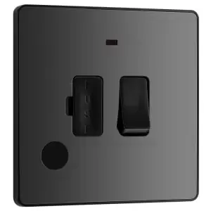 Image of BG Evolve Black Chrome Switched 13A Fused Connection Unit with Power LED Indicator & Flex Outlet