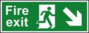 Image of Fire Exit Arrw Down/Right Sign S/A Vinyl