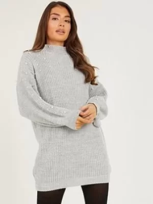 Image of Quiz Pearl Knitted Jumper Dress