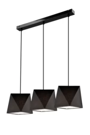 Image of Carla Bar Pendant Ceiling Light, Fabric Shade Black, 3x E27