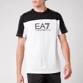 Image of EA7 Mens Athletic Colour Block T-Shirt - White - L