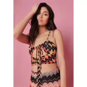 image of Missguided Slinky Ruched Bust Cut Out Crop - Multi