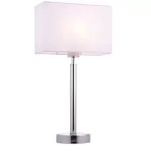 image of Table Lamp Chrome Plate & Vintage White Fabric 60W E27 Base & Shade e10649