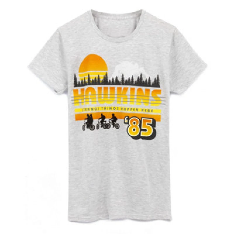 Image of Stranger Things Stranger Things Men Short Sleeved T-Shirt in Grey Size: 3X-Large Grey XXXL Male 5056549013433
