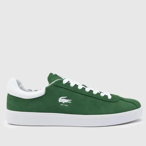 Image of Lacoste Dark Green / White Baseshot Suede Trainers Green Male 12 191181UK