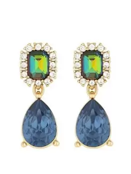 image of Mood Gold Blue Vitral Halo Drop Earrings