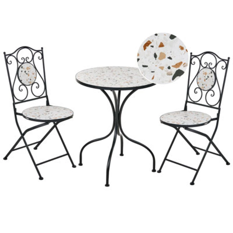 Image of Beliani Bistro Set Folding Artena Metal Black