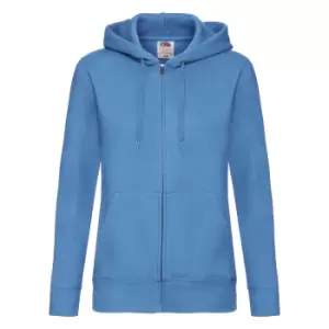 Image of Fruit Of The Loom Ladies Lady-Fit Hooded Sweatshirt Jacket (M) (Azure Blue)