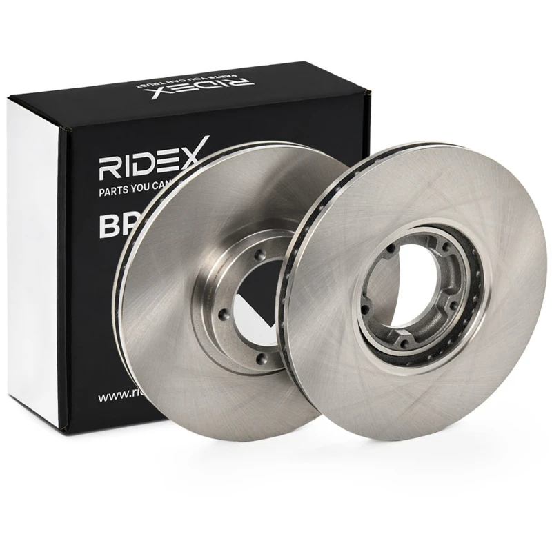 Image of RIDEX 82B0754 Brake disc Front Axle, Vented, Cast Iron, Uncoated, Untreated, without bolts/screws Cast Iron Brake Disc (82)