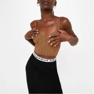 Image of Missguided Missguided Detail Rib Contrast Kint Cami Top - Brown