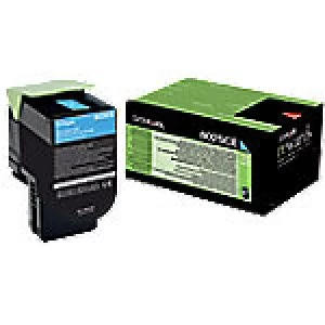 image of Lexmark 80C2SCE Cyan Laser Toner Ink Cartridge