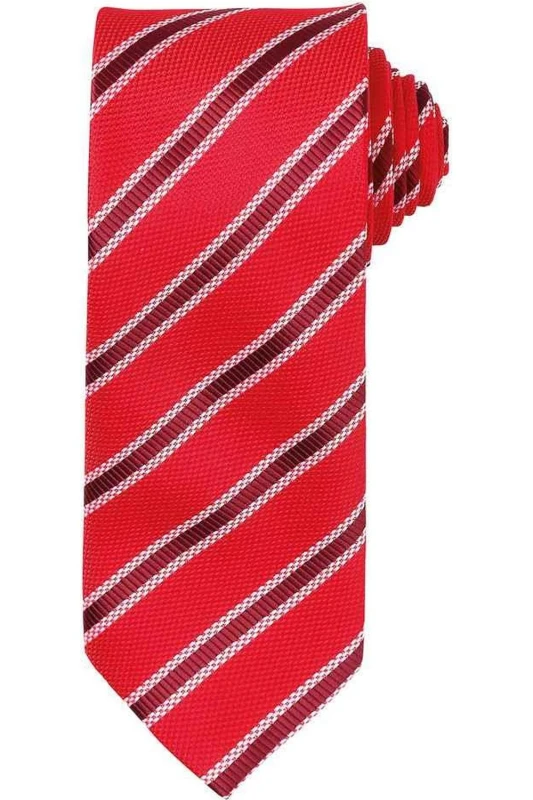 Image of Premier Premier Men Stripe Waffle Tie in Red Red One Size Male 5063527348319