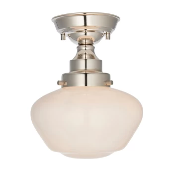Image of Finale Semi Flush Ceiling Light Bright Nickel Plate & Opal Glass