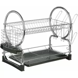 image of 2 Tier Dish Drainer with Black Plastic Tray - Premier Housewares