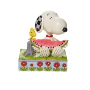 Image of Snoopy and Woodstock eating Watermelon Figurine