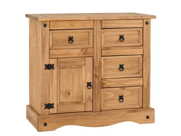 Image of Seconique Corona Pine 1 Door 4 Drawer Compact Sideboard