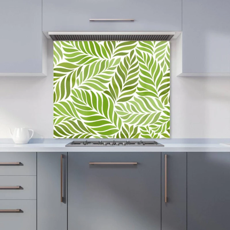 Image of Warren Reed - Designer Green Leaf Pattern Kitchen Splashback Size: 700mm x 650mm Green Unisex 700mm x 650mm