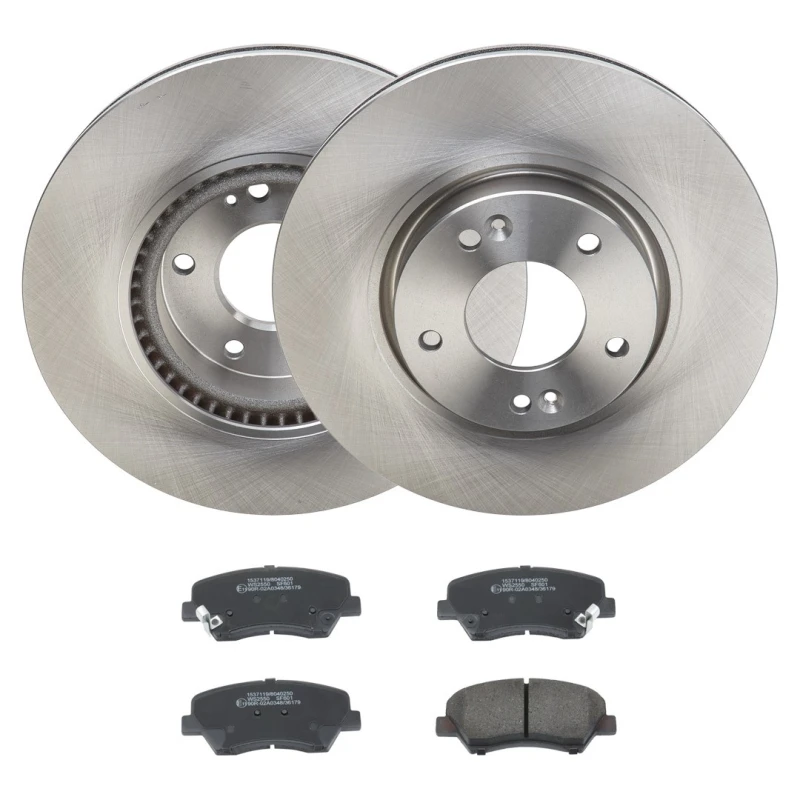 Image of RIDEX 3405B2065 Brake disc and pads set Front Axle, Brake Disc Type: internally vented, with acoustic wear warning Brake Set,disc brakes (3405)