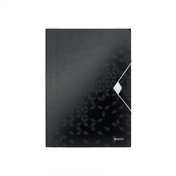 Image of Leitz WOW 3 Flap Folder PP Elastic Straps A4 Black Ref 45990095 Pack