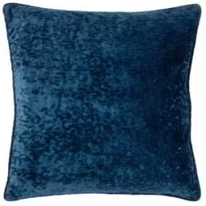 image of Ripple Plush Velvet Cushion Navy