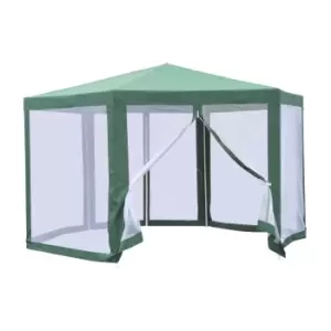 Image of Outsunny Garden Hexagonal Gazebo Outdoor Canopy Patio Party Tent Market Marquee - Green