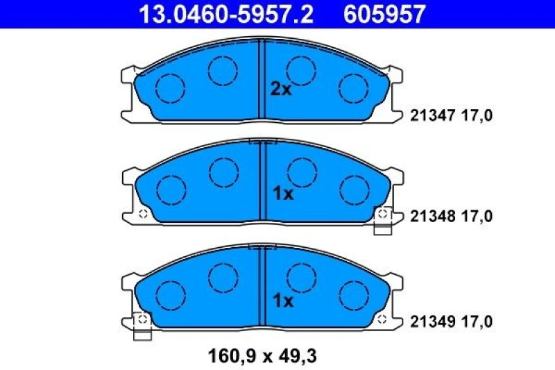 Image of ATE 13.0460-5957.2 Brake pad set with acoustic wear warning Brake Pad Set,disc brake (402)