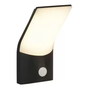 image of Searchlight Copenhagen Outdoor 1 Light LED Wall Light, Pir Sensor, Die Cast, Opal Shade IP54 3000K