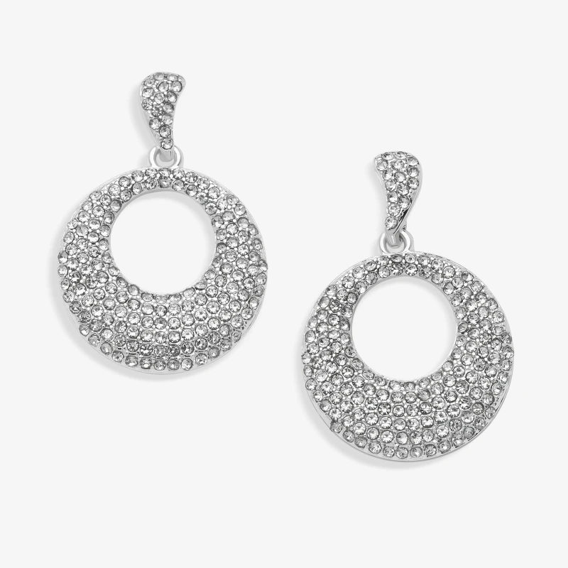 Image of Jon Richard Silver Plated Crystal Statement Open Earrings Jewellery Sets One Size Silver 40621311000
