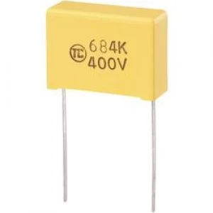 Image of MKS thin film capacitor Radial lead 0.47 uF 400 Vdc 5 22.5mm L x W x H 26.5 x 8.5 x 17mm