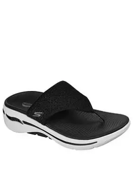 image of Skechers Go Walk Arch Fit Wedge Sandals, Black, Size 4, Women