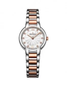 Image of Dreyfuss & Co Dreyfuss Silver and Diamond Set Dial Two Tone Stainless Steel Bracelet Ladies Watch, One Colour, Women