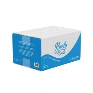 Image of Purely Smile Hand Towels Z fold 2 Ply White 100% Recycled Case of 3000