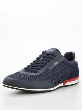 Image of Hugo Boss Saturn Low Profile Mesh Trainers Dark Blue Size 10 Men