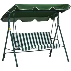 image of Outsunny Outdoor 3-person Porch Swing Chair with Adjustable Canopy Green - Green