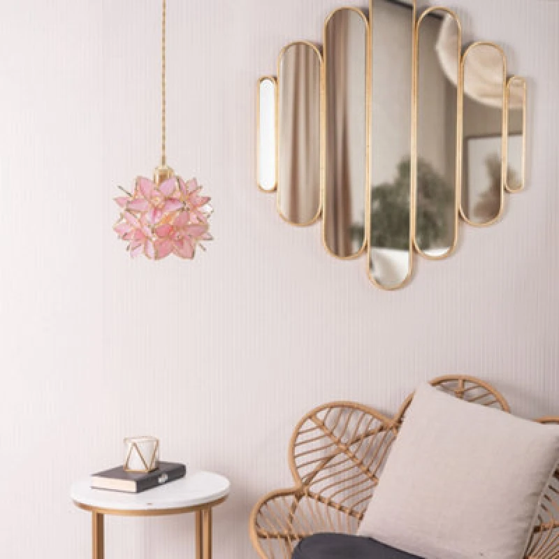 Image of ValueLights Reine Glass Flower Easy Fit Pendant Light Bright Pink