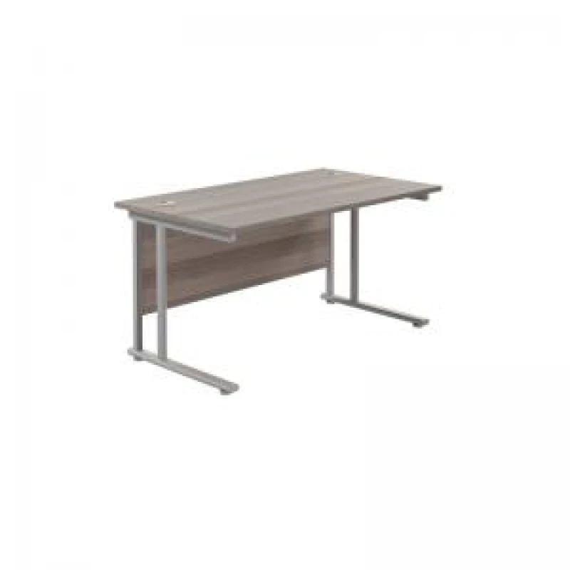 Image of Jemini Rectangular Cantilever Desk 1200x800x730mm Grey Oak/Silver KF806813