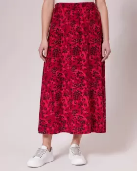 image of Cotton Traders Womens Jersey Pull-On Print Maxi Skirt in Red