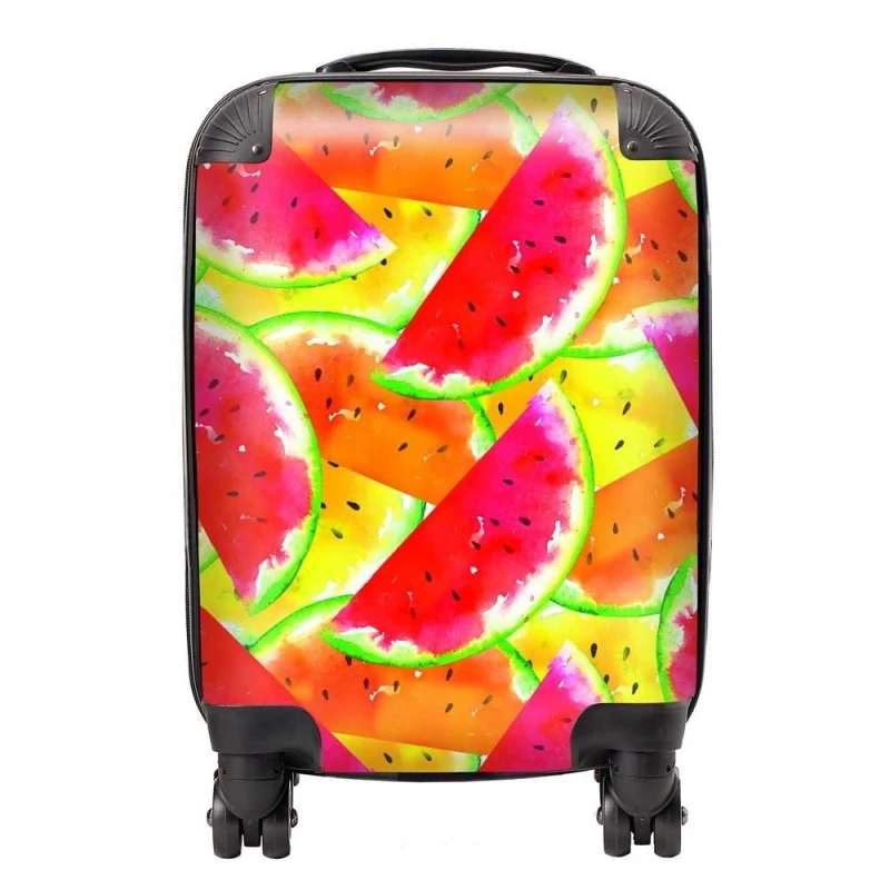 Image of Warren Reed - Designer Melon Print Suitcase in Red Size: Large Red Unisex Large