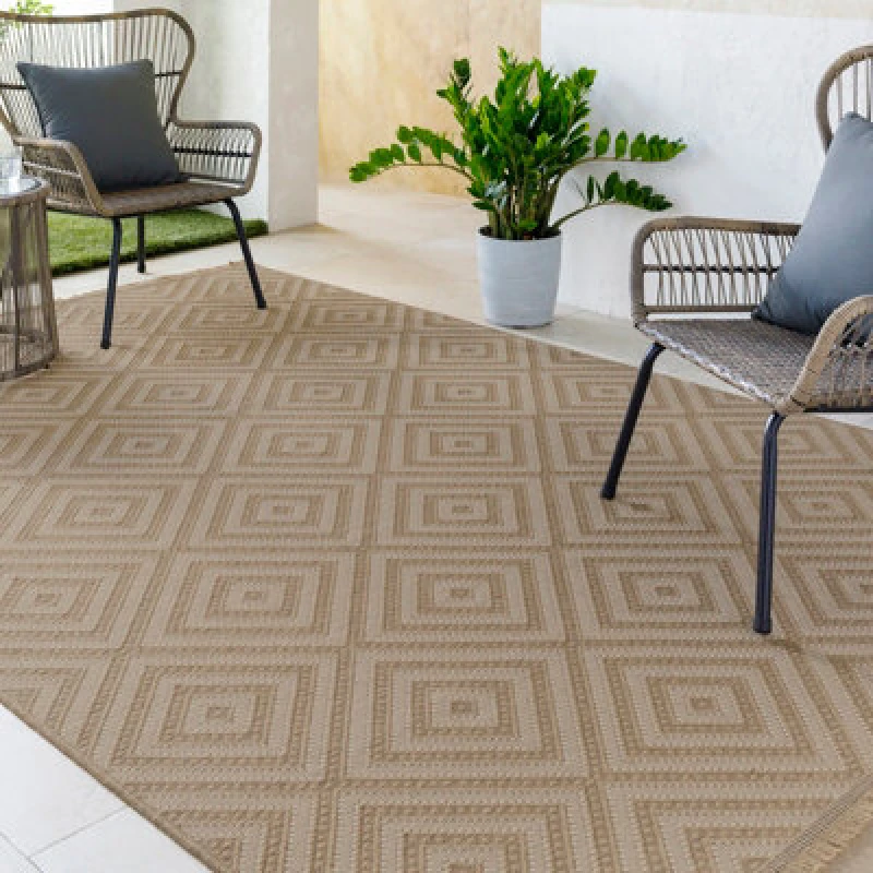 Image of Livabliss Cottage Tan/light Beige Machine Washable Jute Chardy Area Rug 118 X 170 Cm - Easy Care, Ideal For Living Room & Bedroom
