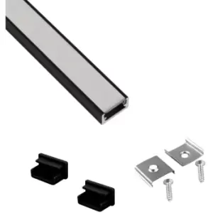 image of Moderix - Aluminium Surface Profile 2M For LED Light Strip With Opal Cover - Colour Black - Pack of 5