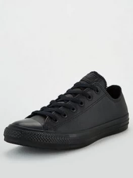 Image of Converse Chuck Taylor All Star Leather Ox, Black, Size 10.5, Men