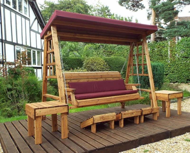 Image of Charles Taylor Trading Dorset Three Seater Swing Burgundy in Brown Brown Unisex