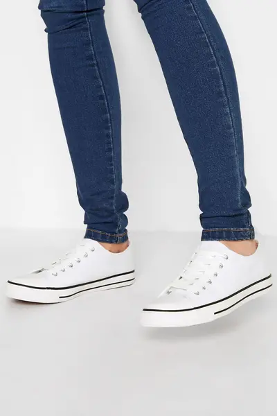 Long Tall Sally Canvas Low Trainers White