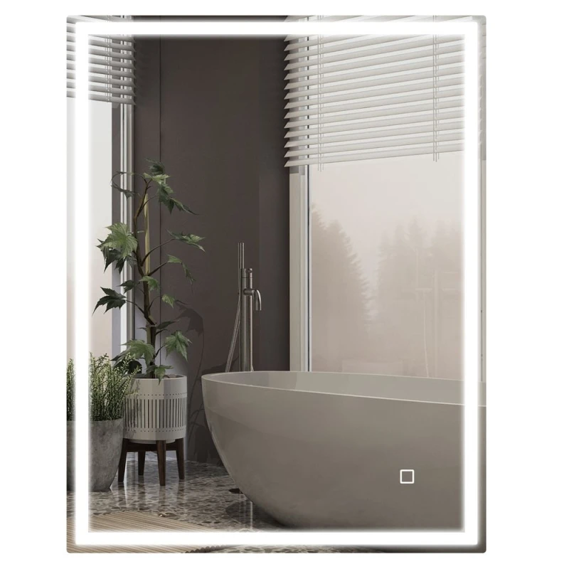 Image of Homcom Illuminated Bathroom Mirror With LED Lights, Silver 834-106V71SR