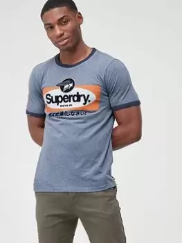 Image of Superdry Vintage Logo Ringer T-Shirt, Navy, Size 2XL, Men