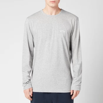 Image of Hugo Boss Athleisure Curved Logo Long Sleeve T-Shirt Pastel Grey Size 2XL Men