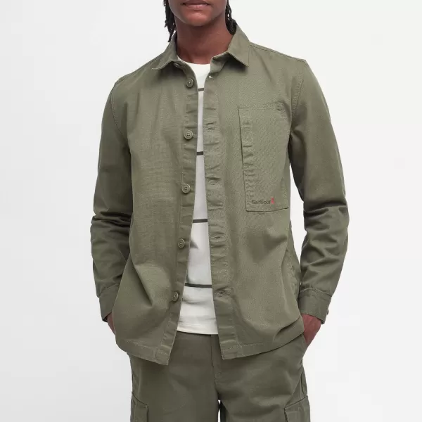 Image of Barbour Heritage Mens Robhill Overshirt - Dusty Olive - M