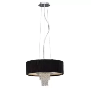 Image of Nerissa Ceiling Pendant with Black Shade 4 Light Polished Chrome, Crystal